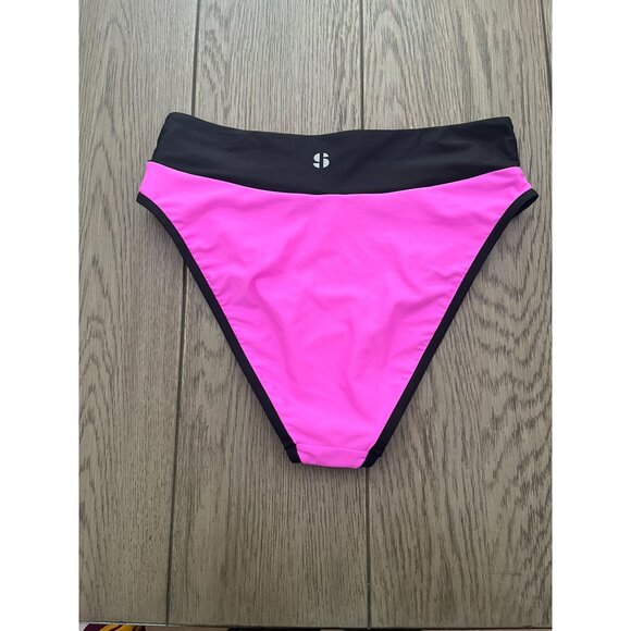 NWT Sports Illustrated Womens Swim Banded High Waist Bikini Bottom High Leg Pink - Picture 2 of 4